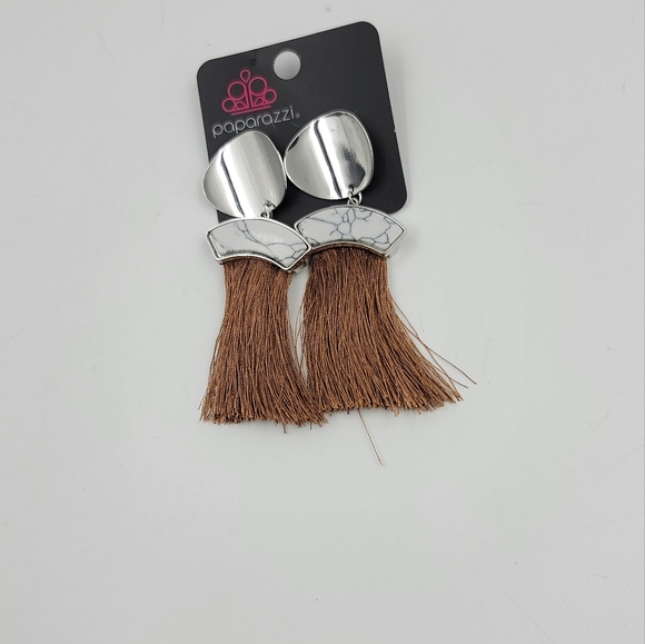 Paparazzi Insta Inca Brown Post Earrings - Picture 3 of 5